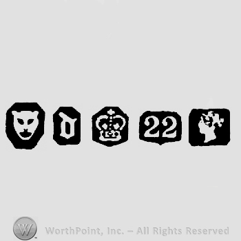 Leopard's Head  and date-letter d and Crown +22 and Duty Mark