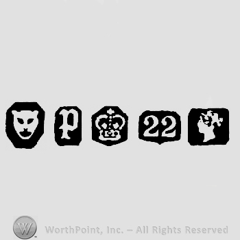 Leopard's Head  and date-letter p and Crown +22 and Duty Mark