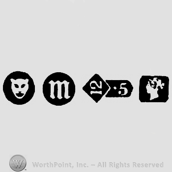 Leopard's Head  and date-letter m and Carat Mark 12-5 and Duty Mark