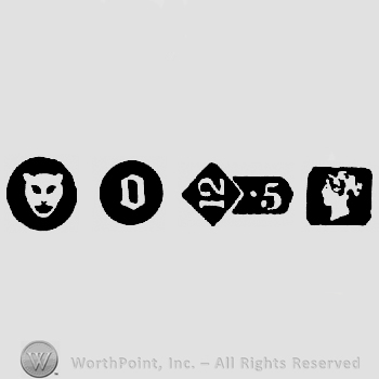 Leopard's Head  and date-letter o and Carat Mark 12-5 and Duty Mark