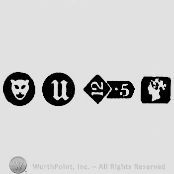 Leopard's Head  and date-letter u and Carat Mark 12-5 and Duty Mark