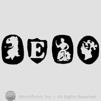 Lion's Head and date-letter E and Britannia and Duty Mark