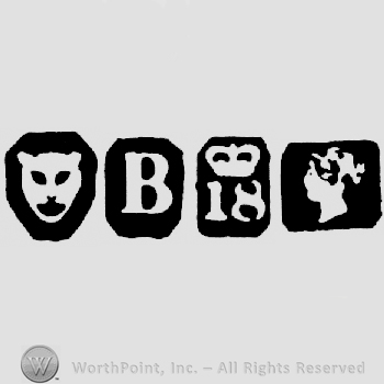 Leopard's Head and date-letter B and Crown +18 and Duty Mark