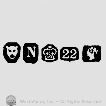 Leopard's Head and date-letter N and Crown +22 and Duty Mark
