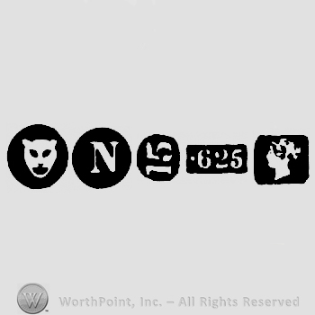 Leopard's Head and date-letter N and Carat Mark 15-625 and Duty Mark