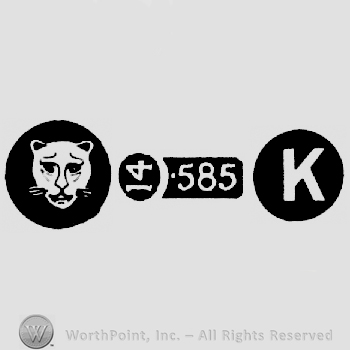 Leopard's Head and Carat Mark 14-585 and date-letter K
