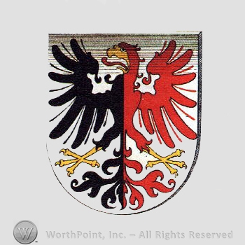 Heraldry: eagle and shield.