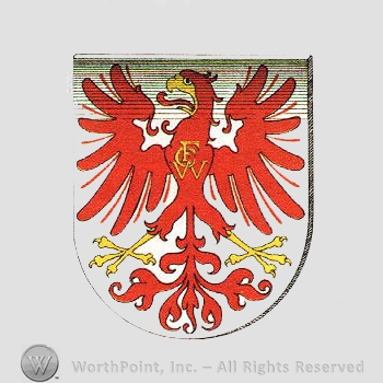 Heraldry: eagle, shield and letters "FCW".