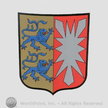 Heraldry: shield, lions and a sign like a star.