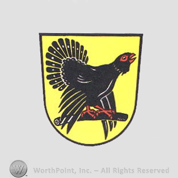 Heraldry: shield, grouse.