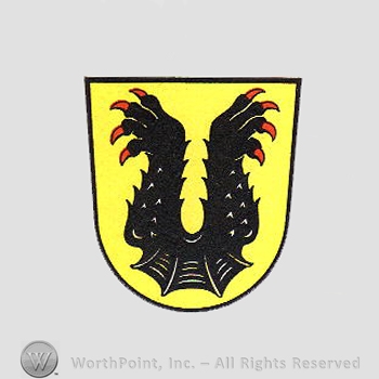 Heraldry: shield, bear claws.