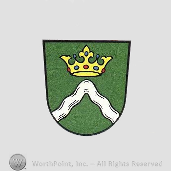 Heraldry: shield, waving line, crown.
