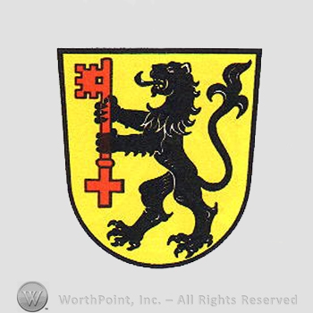 Heraldry: shield, lion, key
