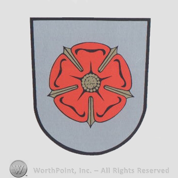 Heraldry: shield, rose.