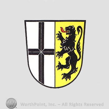 Heraldry: shield, cross, lion
