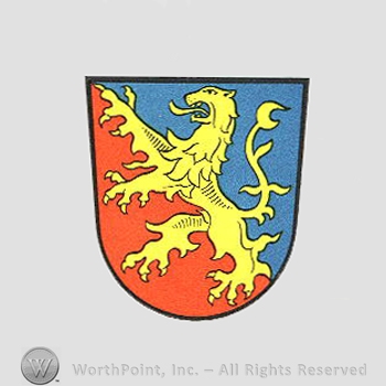 Heraldry: shield, lion.