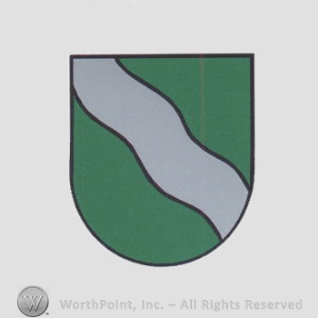 Heraldry: shield, wavy line.