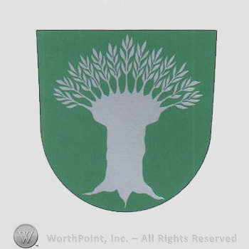 Heraldry: shield and a tree.