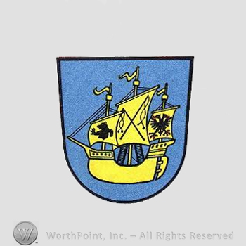 Heraldry: shield and a ship.