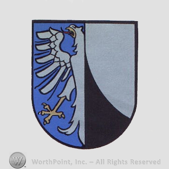 Heraldry: shield, half eagle.