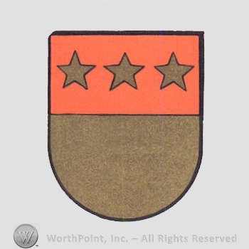 Heraldry: shield, three stars.