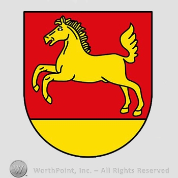 Heraldry: shield, horse.
