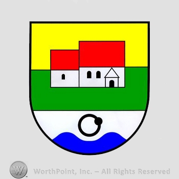 Heraldry: shield, house, house, ring.