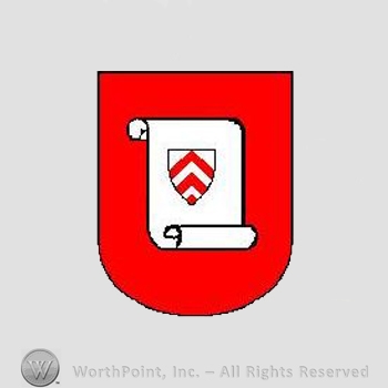 Heraldry: shield, sheet of paper, small shield.