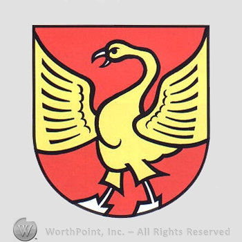 Heraldry: shield, swan.