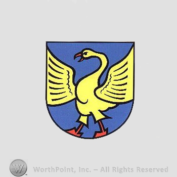 Heraldry: shield, swan.