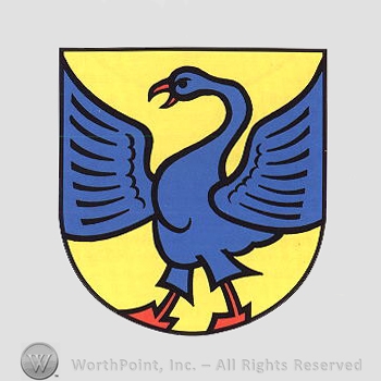 Heraldry: shield, swan.