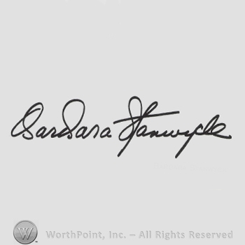 Signature: Barbara Stanwyck.
