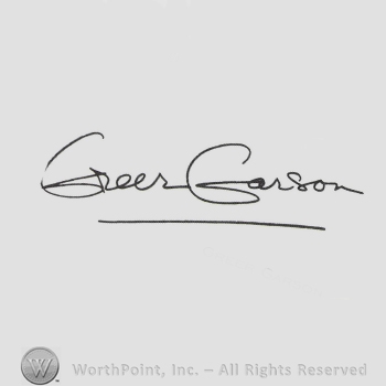 Signature: Greer Garson.