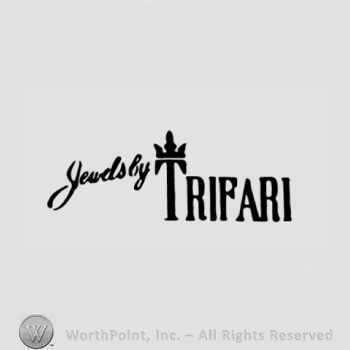 The text ''Jewels by Trifari'' and a crown.