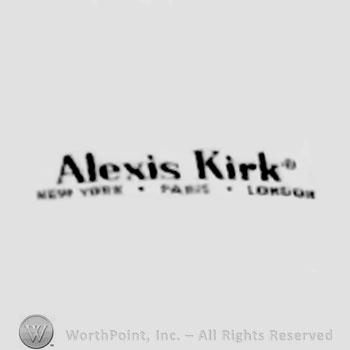 The text ''Alexis Kirk New York Paris London', a circle and two points.