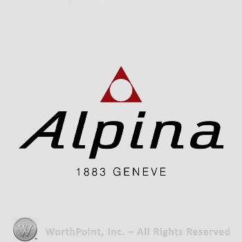 The text ''Alpina 1883 Geneve'' and a circle in a triangle.