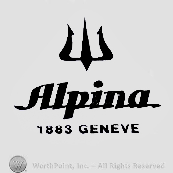 The text ''Alpina 1883 Geneve'' and a circle in a triangle.