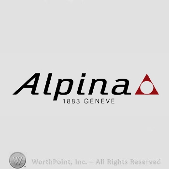 The text ''Alpina 1883 Geneve'' and a circle and a triangle.