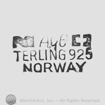 The text ''AGE Terling 925 Norway'', the letter ''N'' and ''C''.