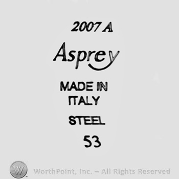 The text ''Asprey Made in Italy Steel''.