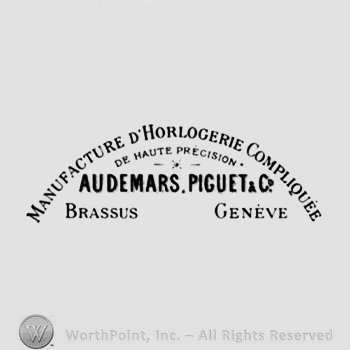 The text ''Manufacture D'Horlogerie Compliquee de Haute Precision'' and ''Audemars.Piguet & Co. Brassus Geneve''.