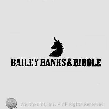 The text ''Bailey Banks & Biddle'' and a horse's head.