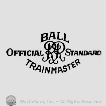 The monogram of the letters ''R'' and ''R'' in the middle and the text ''Ball Official Standard Trainmaster''.