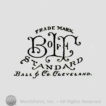 The monogram of the letters ''B'', ''L'' and ''F'' and the text ''Trade Mark Standard Ball & Co. Cleveland''.