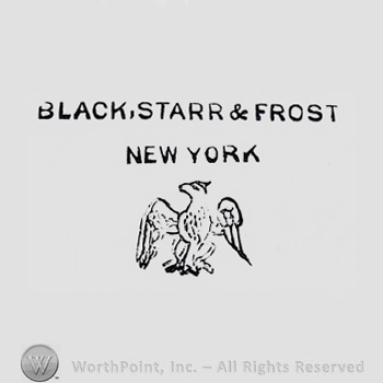 The text ''Black, Starr & Frost New York'' and an eagle.