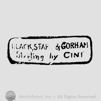 The text ''Black , Starr & Gorham Sterling by Cini'' in a border.