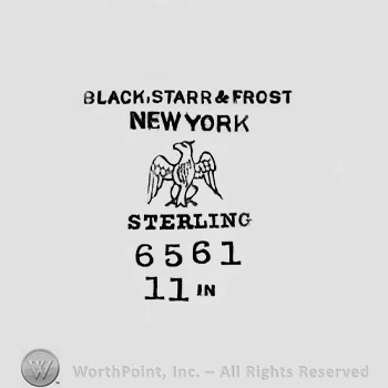 The text ''Black, Starr & Frost New York Sterling'', an eagle and the numbers '6561''.