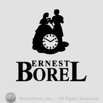 The text ''Ernest Borel'', a couple and a watch.