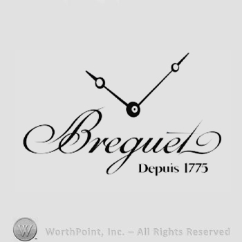 The text ''Breguet Depuis 1775'' and two swords.