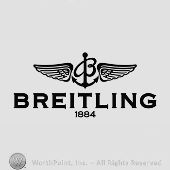 The text ''Breitling 1884'', the letter ''B'', an arrow and wings.